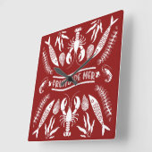 Seafood Art Decor Prints Vierkante Klok (Hoek)