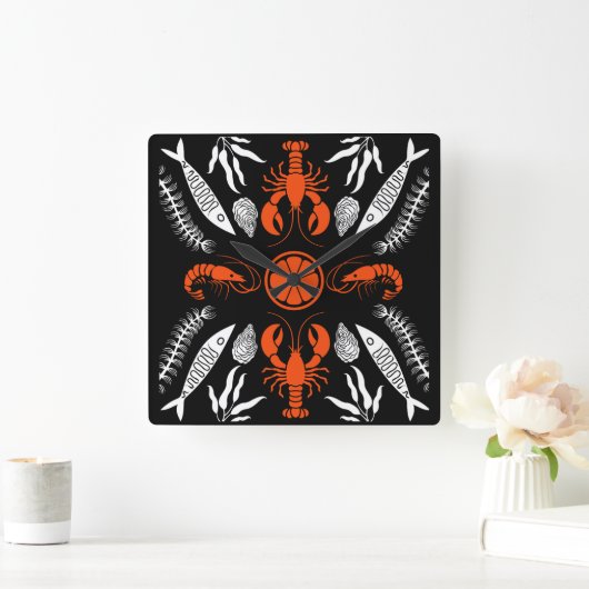 Seafood Art Decor Prints Vierkante Klok (Huis)