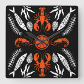 Seafood Art Decor Prints Vierkante Klok (Voorkant)
