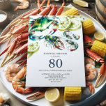 Seafood Boil 80th Verjaardag Uitnodigingen<br><div class="desc">Vier een bijzondere mijlpaal met onze gepersonaliseerde 80ste verjaardagsuitnodigingen, ideaal voor een man dat houdt van een goede lage kookplaat. Deze online uitnodigingen zijn voorzien van een prachtige waterverf van een krab, garnalen en langoesten, waardoor ze ideaal zijn voor een Cajun-thema zeevruchten kookviering. Pas de sjabloon velden aan om al...</div>