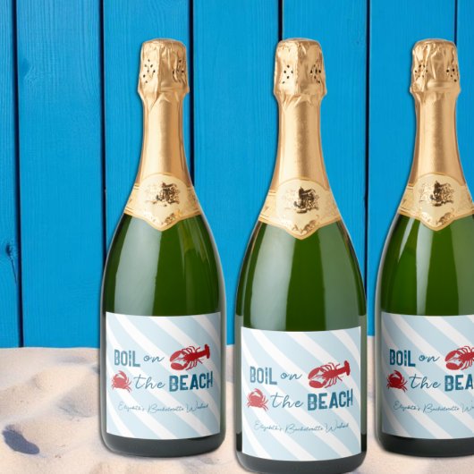 Seafood Boil Bachelorette Party Sparkling Wijnetiket