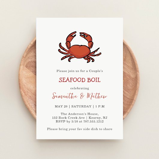Seafood Boil Couple's Verlovingsfeestuitnodiging Kaart