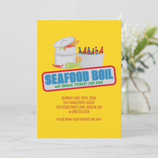 Seafood Boil Jaarlijkse Vaderdag Uitnodigingen (Staand voorkant)