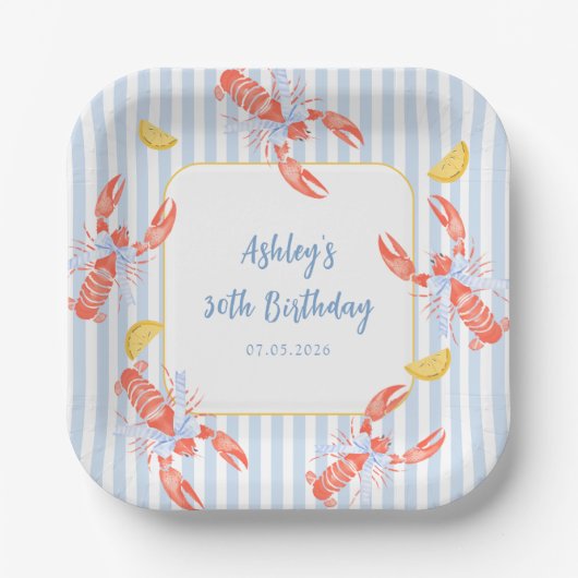 Seafood Boil Lobster Bake Birthday Paper Plates Papieren Bordje (Voorkant)