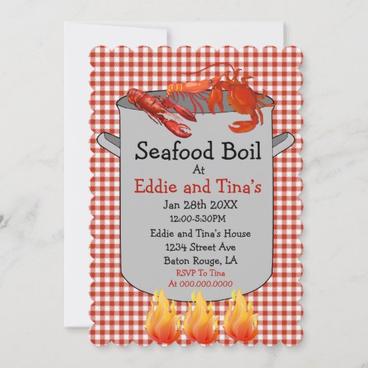 Seafood Boil Red Gingham Kaart (Voorkant)