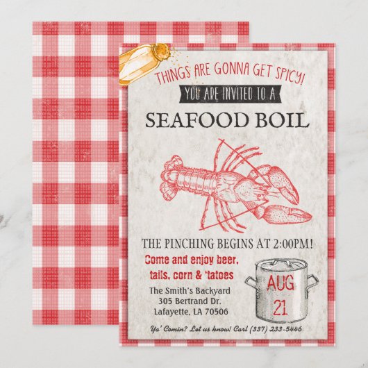 Seafood Boil Uitnodiging (Voorkant / Achterkant)