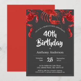 Seafood Boil Unieke Rode Donkergrijze verjaardag Kaart