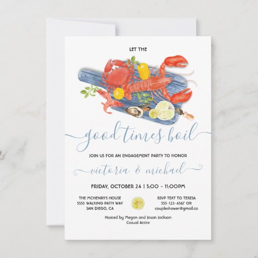 Seafood Boil Verloving Rehearings Dinner Party Kaart (Voorkant)
