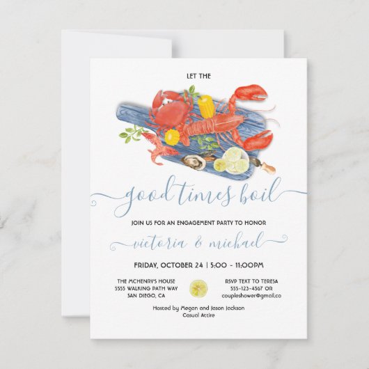 Seafood Boil Verloving Rehearings Dinner Party Kaart (Voorkant)