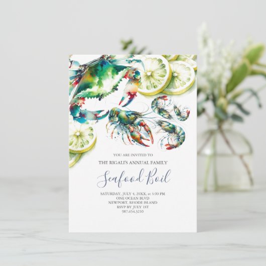 Seafood Boil Zomerfeestuitnodigingen Kaart (Staand voorkant)