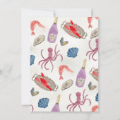 Seafood & Champagne Party Hand getrokken golvend l Kaart (Achterkant)