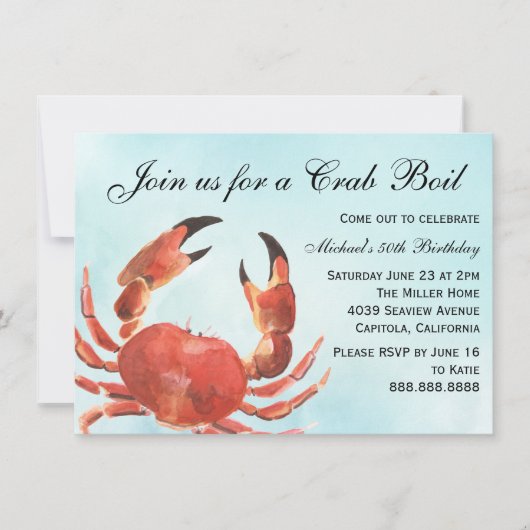 Seafood Crab Boil Summer Birthday Party Kaart (Voorkant)