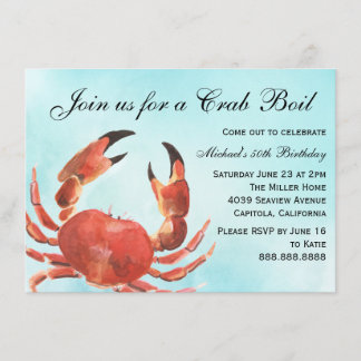 Seafood Crab Boil Summer Birthday Party Kaart