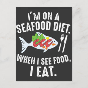 Seafood Diet Funny Zee Food Joke Briefkaart