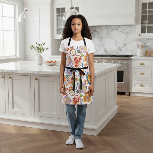 Seafood Feast All-Over Pattern Schort