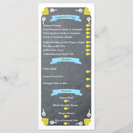 Seafood & Fish Restaurant Menu (Achterkant)