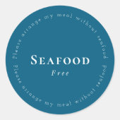 Seafood-Free Request Sticker, Navy - White Ronde Sticker (Voorkant)