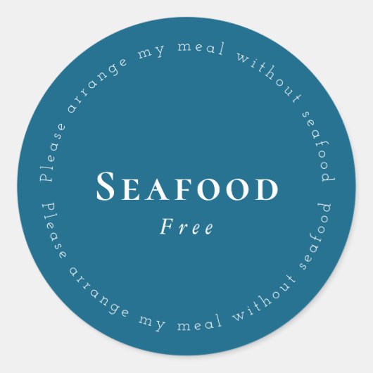 Seafood-Free Request Sticker, Navy - White Ronde Sticker (Voorkant)