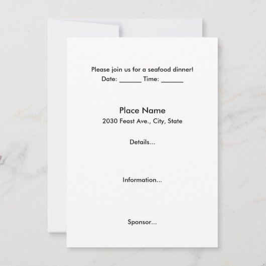 Seafood Lobster Crab - binnenuitnodiging Kaart (Achterkant)