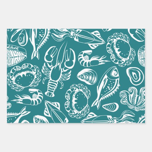 Seafood Lover Pattern Inpakpapier Vel (Voorkant 3)