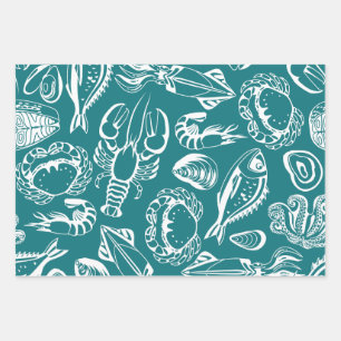 Seafood Lover Pattern Inpakpapier Vel