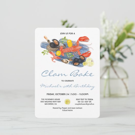 Seafood Low Country Clam Bake Party Kaart (Staand voorkant)