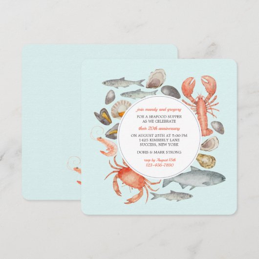 Seafood Medley Uitnodiging (Voorkant / Achterkant)