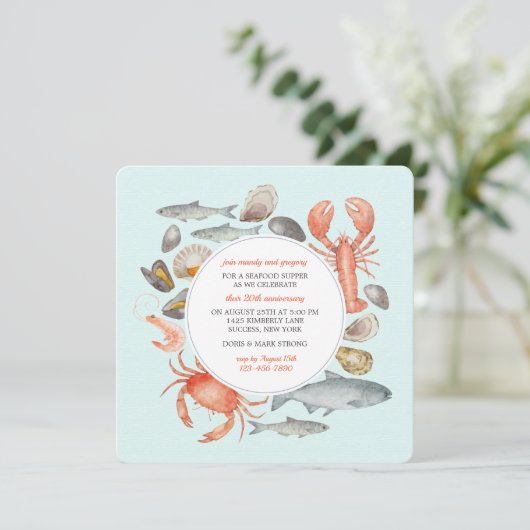 Seafood Medley Uitnodiging (Staand voorkant)