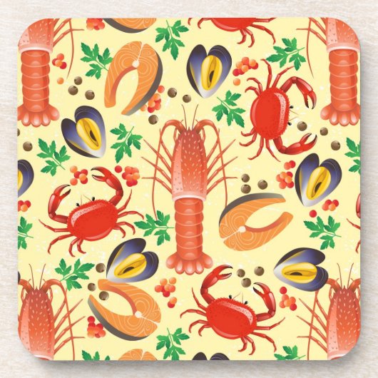 Seafood Patroon Bier Onderzetter (Voorkant)