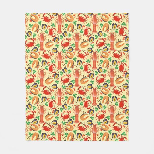 Seafood Patroon Fleece Deken (Voorkant)