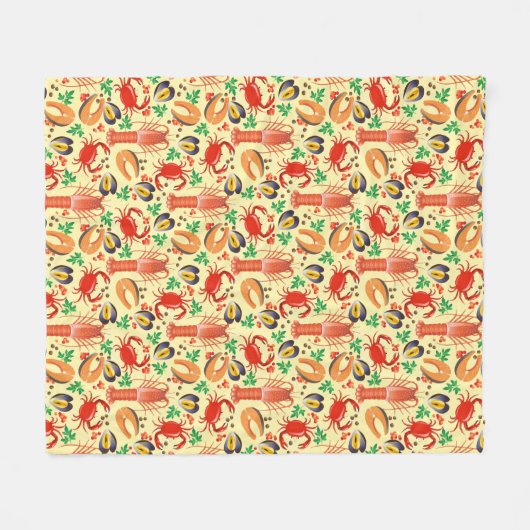 Seafood Patroon Fleece Deken (Voorkant (Horizontaal))