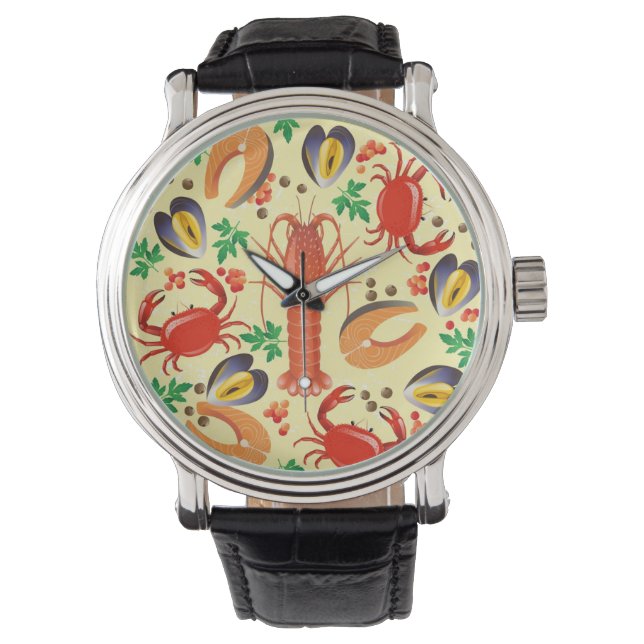 Seafood Patroon Horloge (Voorkant)