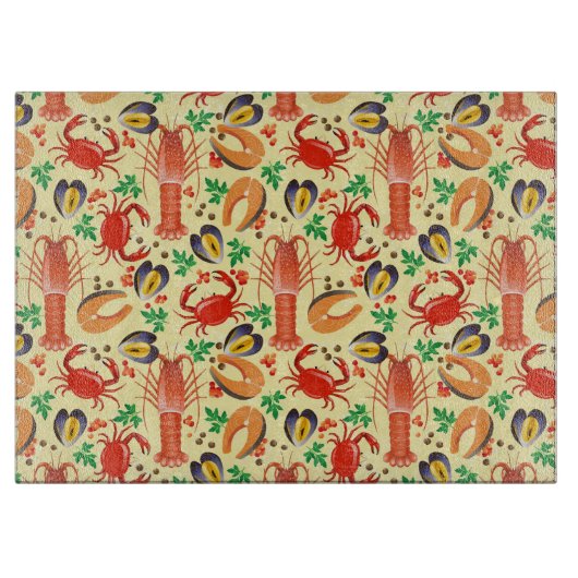 Seafood Patroon Snijplank (Voorkant)