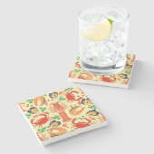 Seafood Patroon Stenen Onderzetter (Zijkant)