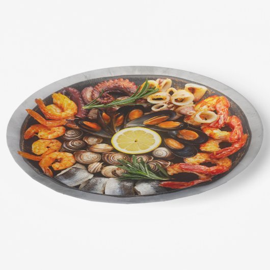 Seafood Platter Papieren Bordje (Gekanteld)