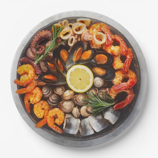 Seafood Platter Papieren Bordje (Voorkant)