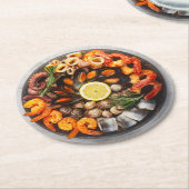 Seafood Platter Ronde Kartonnen Onderzetter (Gebogen)