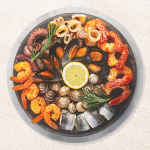 Seafood Platter Ronde Kartonnen Onderzetter