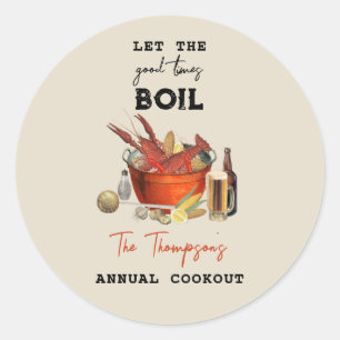 Seafood Zomer Jaarlijkse Crawfish Boil Party Ronde Sticker