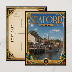Seaford Delaware Vintage Art Deco Gouden Tijdperk Briefkaart