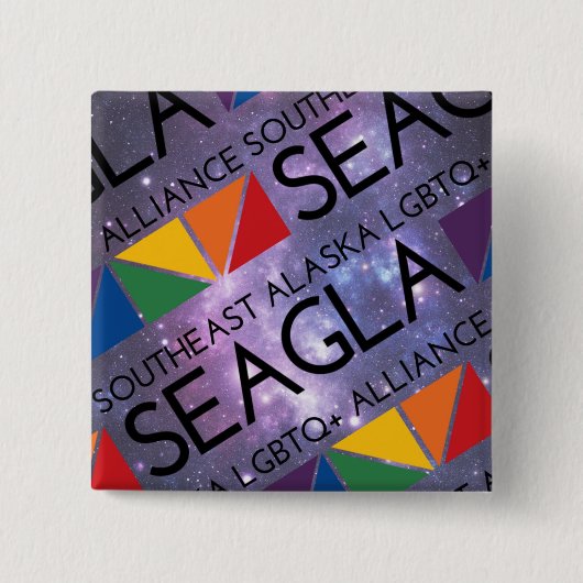 SEAGLA Square Space Logo Pin Vierkante Button 5,1 Cm (Voorkant)