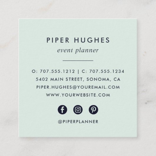 Seaglass Geode Vierkante Visitekaartje (Achterkant)