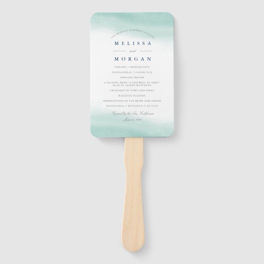 Seaglass getijden bruiloft programma handwaaier (Voorkant)