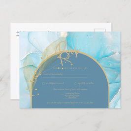 Seaglass INK Blauwgroen Aqua Blue Gold Weddenschap Briefkaart