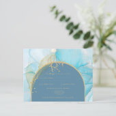 Seaglass INK Blauwgroen Aqua Blue Gold Weddenschap Briefkaart (Staand voorkant)