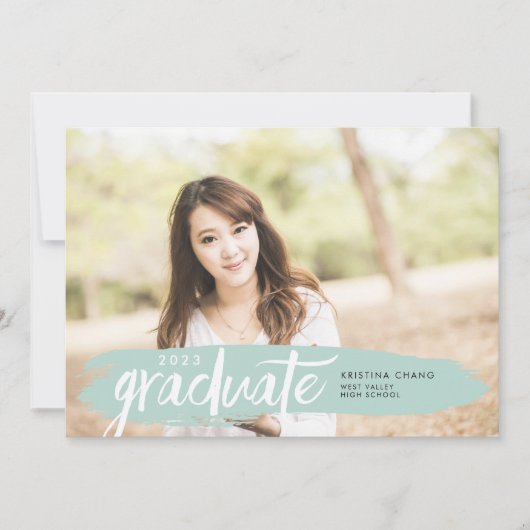 Seaglass Painted Stripe Photo Graduparty Kaart (Voorkant)