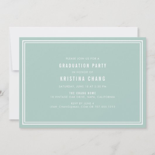 Seaglass Painted Stripe Photo Graduparty Kaart (Achterkant)