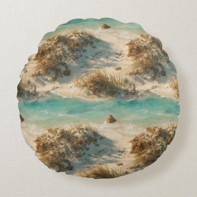 "Seaglass Reverie" Rond Kussen (Voorkant)