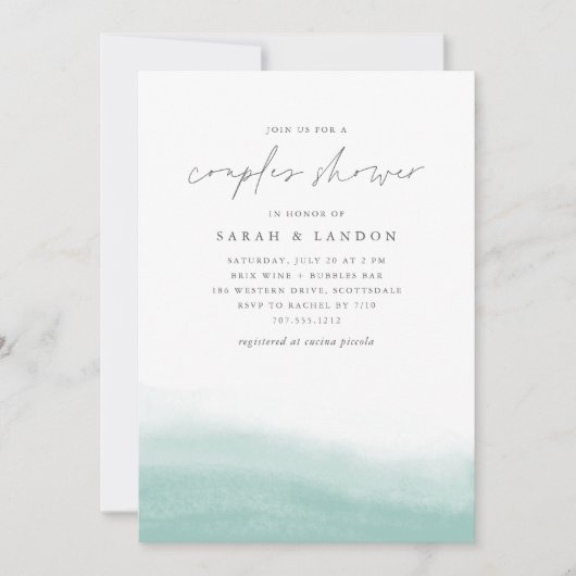 Seaglass Tides Coastal Waterverf Couples Shower Kaart (Voorkant)