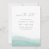 Seaglass Tides Elegant Simple Coastation Waterverf Save The Date (Voorkant)